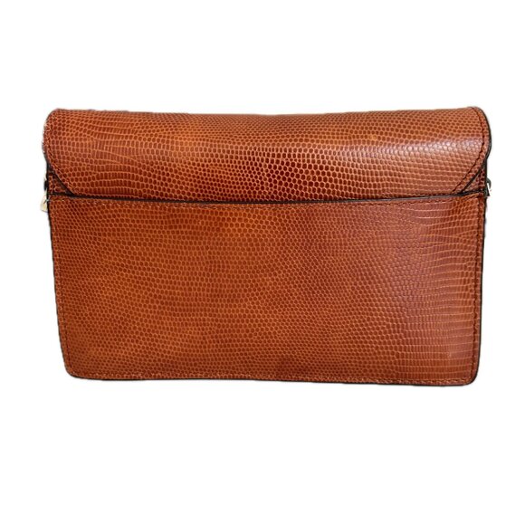 REISS Mini Aubrey Embossed Leather Crossbody Bag Gold Chain & Leather Strap NWOT - Picture 2 of 15